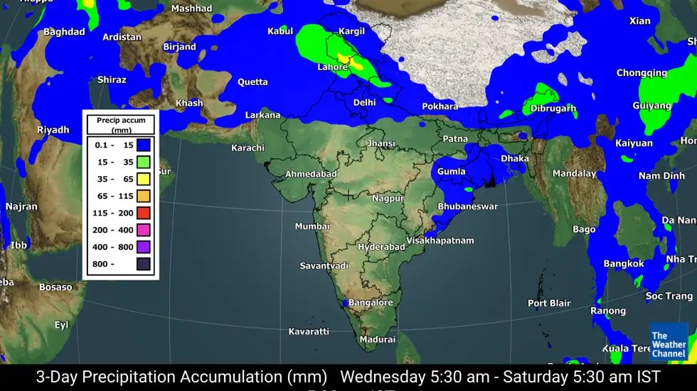 #WeatherUpdate | Today, heavy rains may drench Arunachal Pradesh.

Moderate rains are likely across West Bengal, Jharkhand and Odisha.

Full forecast: weather.com/en-IN/india/ne…