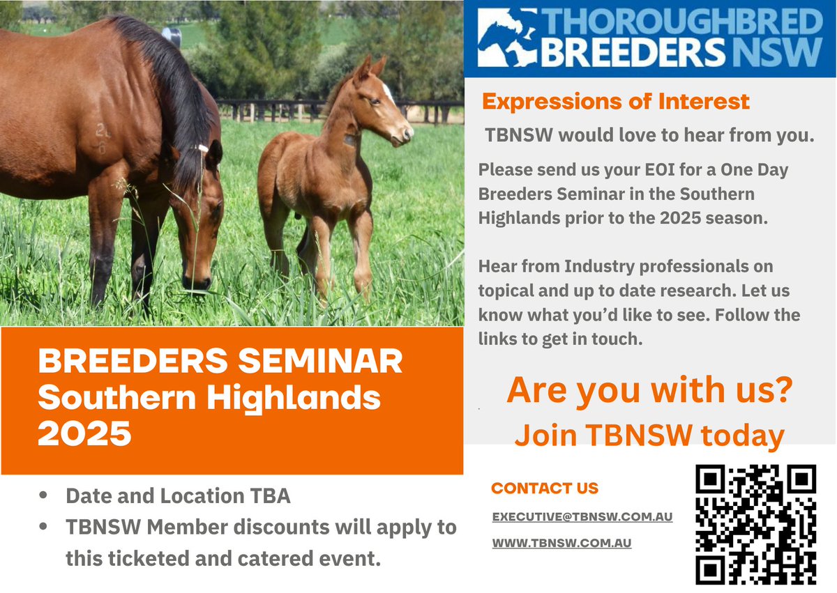 Breeders Seminar - Southern Highlands - Message us today!
executive@tbnsw.com.au