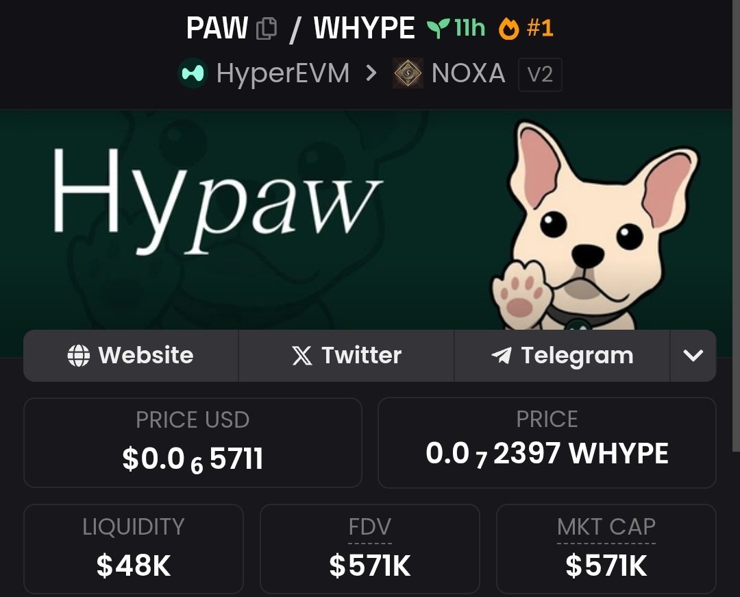 #HyperEVM $HYPE

$PAW

46X

13K MC 》》600K MC