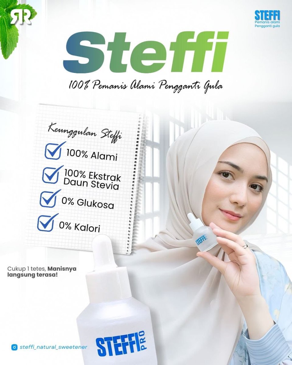 RNurhilal's tweet photo. Steffi 100% pemanis alami yang terbuat dari ekstrak daun stevia cocok buat kamu yang lagi mengurangi gula, misalnya untuk kamu yang sedang dalam program diet ataupun penyandang diabetes Steffi sangat aman digunakan untuk semua orang😊🥰🤩😇 https://t.co/lVSeMPEmHz