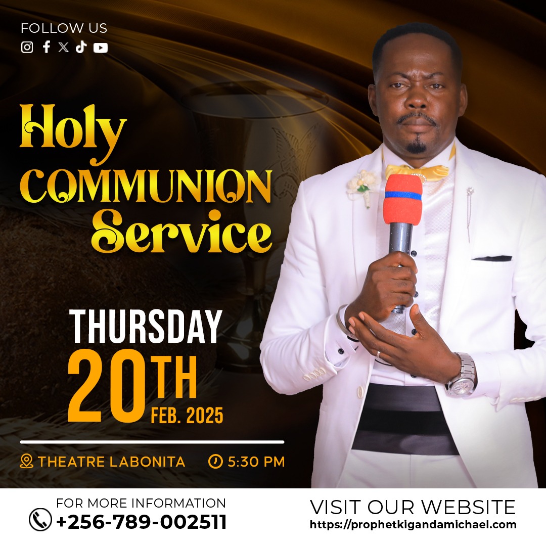 prophetkiganda's tweet image. Invite your loved one to Theatre LaBonita this Thursday 5.30pm at  as we experience the Healing and Restoration power of Holy Communion 
Directions call/whatsApp: +256789002511
#ProphetMichaelKiganda 
#fyp 
#Fruitfullness