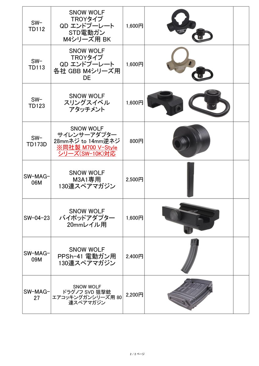 kinwa__official's tweet image. ー新製品情報ー

#SNOWWOLF 社製 外装カスタムパーツ他 入荷

HIVE(ハチの巣)パターンのダミーヒートシール搭載ダミーサプレッサーや同社製 #エアコキ #M700(品番：SW-10K-各色)対応のサイレンサーアダプター、同社製 エアコキ #ドラグノフ #SVD 用 スペアマガジンなど

安定の良心価格で😂

#サバゲー