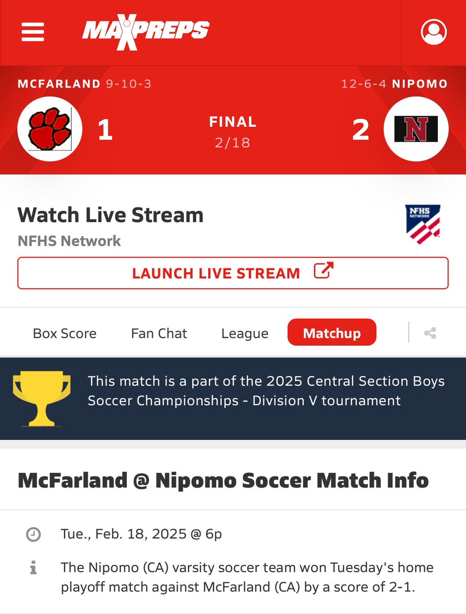Nipomo High School (@nipomohs) on Twitter photo <a href="/NipomoHS/">Nipomo High School</a> Boys Soccer advances to <a href="/CifCentral/">CIF Central Section</a> D5 Semifinal following victory over McFarland this evening, 2-1. #nipomotitanpride <a href="/NipomoHS/">Nipomo High School</a> Boys Soccer advances to <a href="/CifCentral/">CIF Central Section</a> D5 Semifinal following victory over McFarland this evening, 2-1. #nipomotitanpride