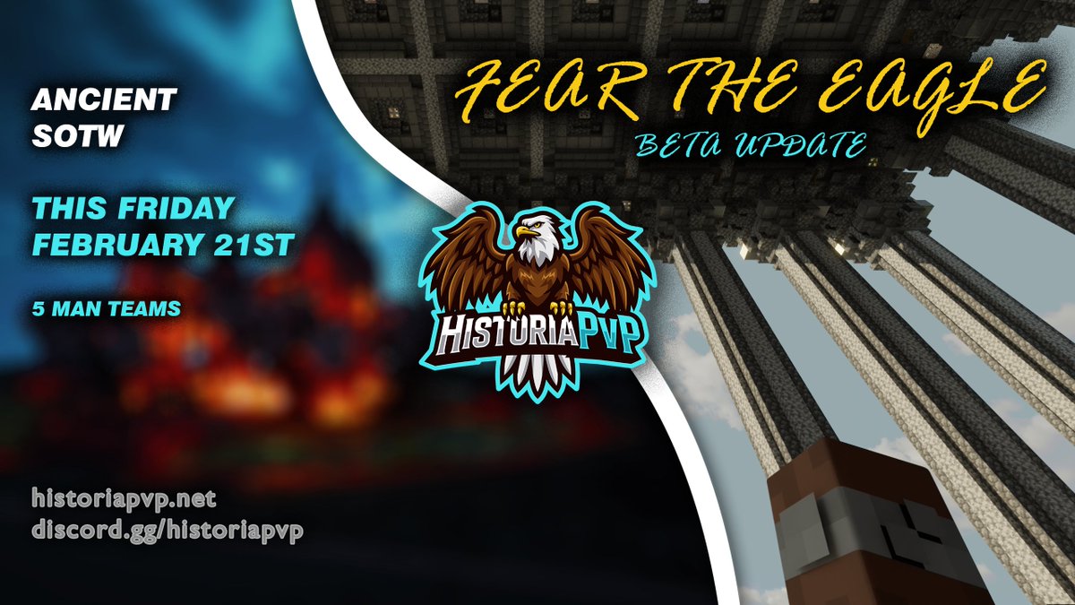 🥳Ancient SOTW | February 21st 2PM EST

Very excited to announce our Grand Release!

📌Map Information
- Map Kit: Protection 1, Sharpness 1
- Faction Sizes: 5 Mans No allies
- SOTW Timer: 2h 15minutes
- Custom Enchants: Enabled
- Abilities: Enabled