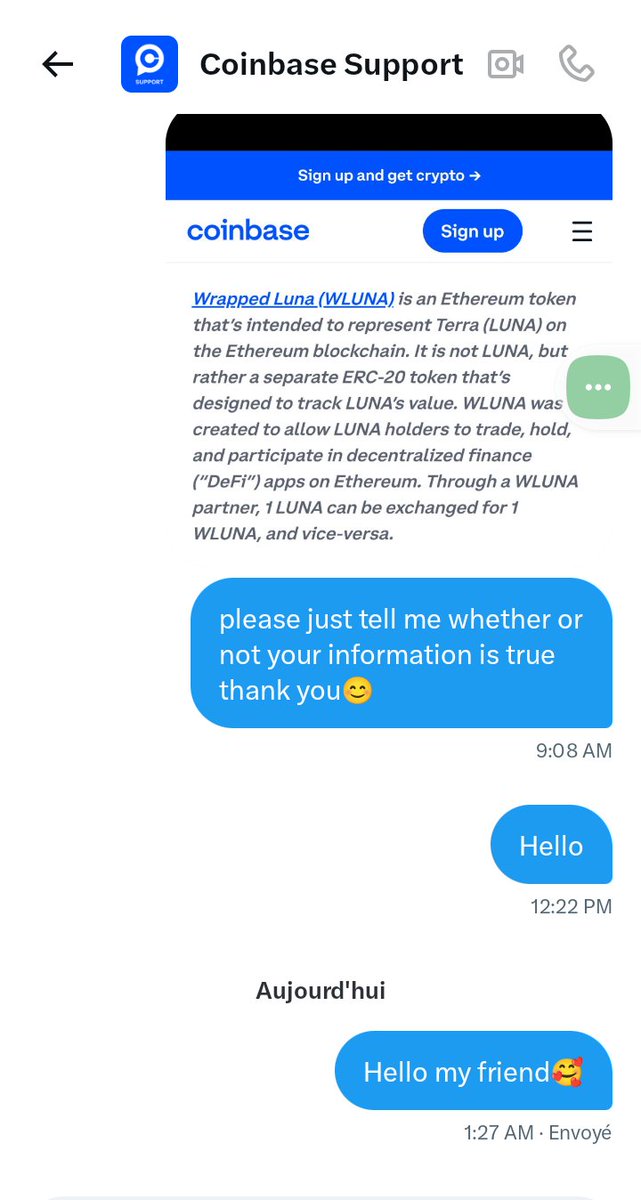 the guys at #coinbase didn't like my question I think so they blocked me 🥲 yet I was polite and courteous with a nice emoticon
#wluna #luna #eth #btc #sec #trump