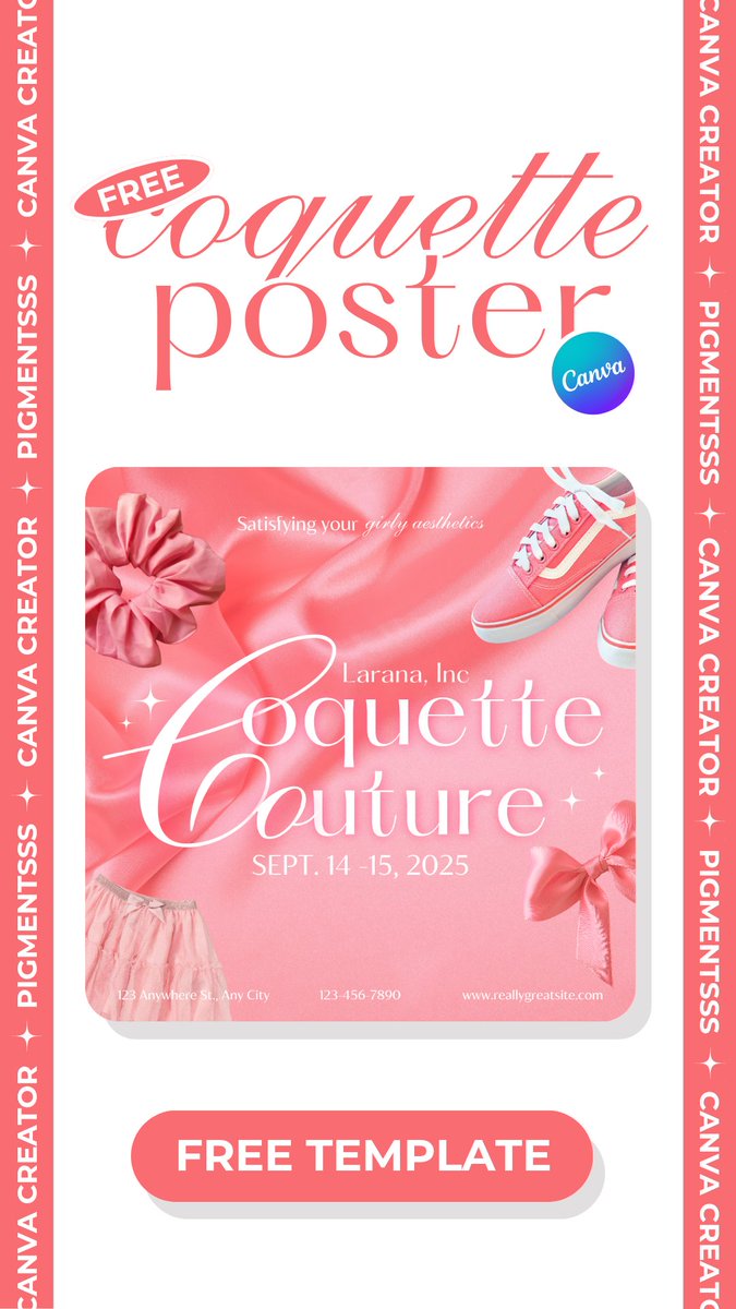 pigmentsss's tweet photo. something pink🩷
✅️Template Link: https://t.co/NOcc5t2BWL
✅️Canva Profile: https://t.co/BZtB2oiOpO
#canva #CanvaPH #canvaphilippines #graphicdesign #coquette https://t.co/xcmff1qNt3