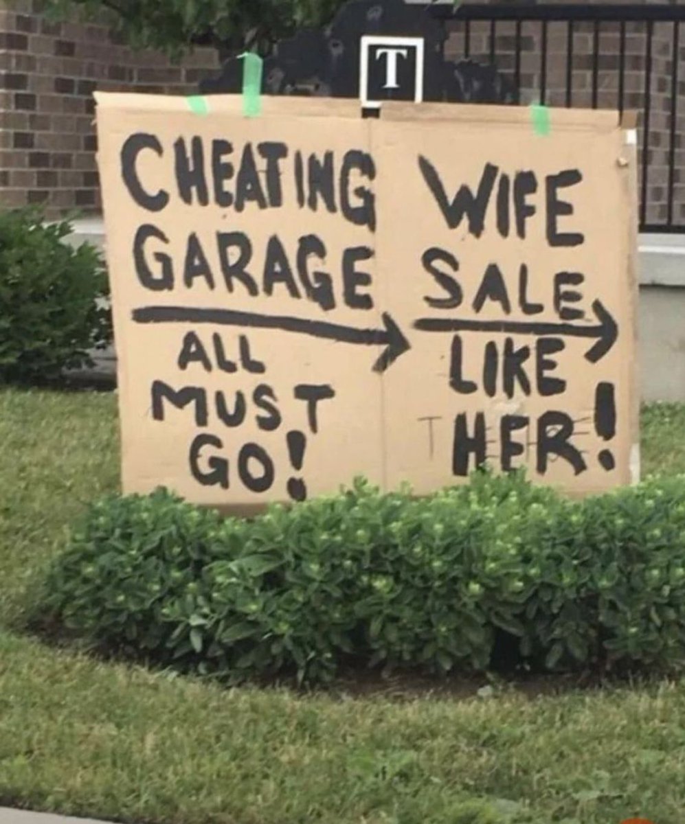 JoeMaristela's tweet image. #Cheating #Infidelity #BreakupHumor #GarageSale #YardSale #DivorceDrama #RelationshipGoalsGoneWrong #FunnySigns #PettyRevenge #PublicHumor