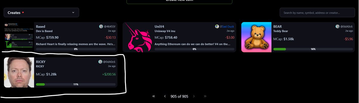 $RICKY

The Oldest token still not bond on Pump.Tires
hoping someone will CTO this shit, narration looks good about richard <a href="/RichardHeartWin/">Richard Heart</a> 

pump.tires/token/0x7d5af5…
