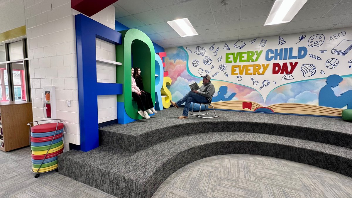 Final product from the FORES Library Reno project- great design by KNRG Architecture.  We always appreciate working with BISD.  Nice work wrapping this one up, Allan!  Arthur is reading to two FORES alum...!  An amazing transformation-it really opens the space.  Inviting.
