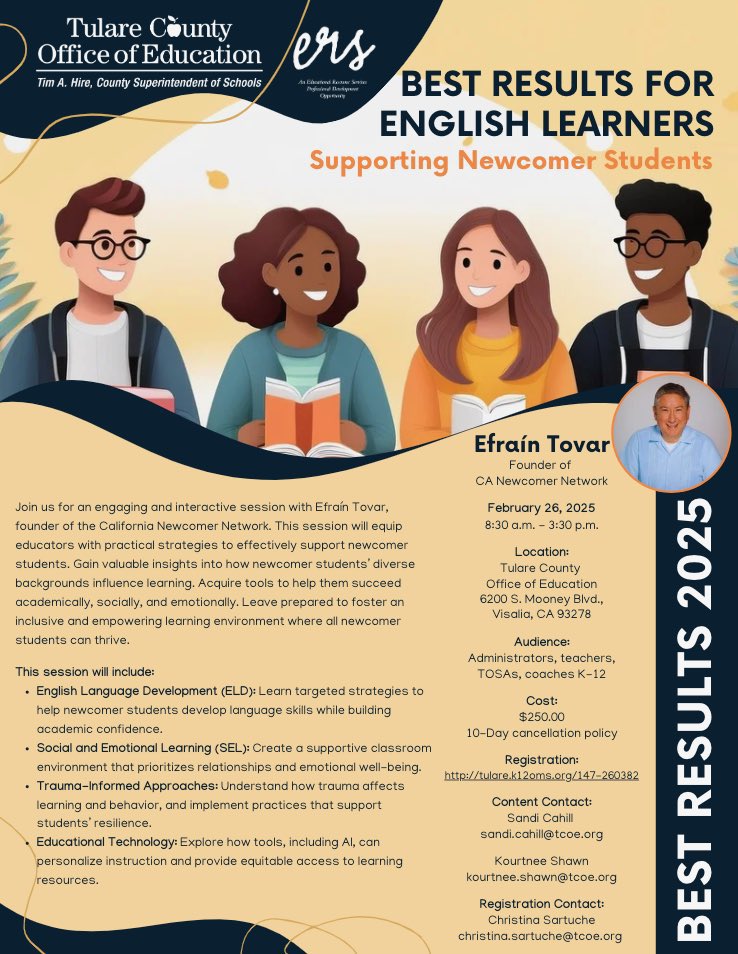 LAST CALL: Limited space available. 
Registration closes: Thursday, February 20, 2025! Registration link: 
tulare.k12oms.org/147-260382