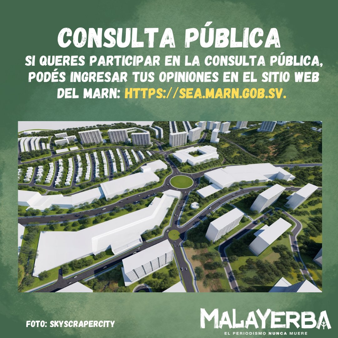 Recordá que si querés dar una opinión sustentada para que el Ministerio de Medio Ambiente entregue o rechace el permiso, debés ingresar tu opinión en la plataforma ambiental sea.marn.gob.sv.

mala-yerba.com