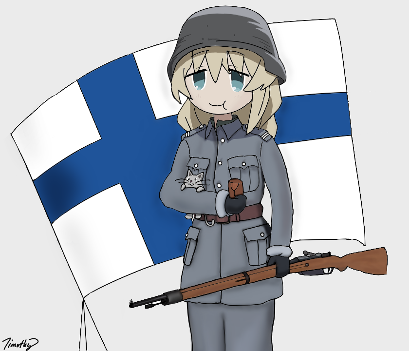 TimOfTheNight's tweet image. Finnish army corporal Yuuri with an M/39 Mosin-Nagant #GirlsLastTour
