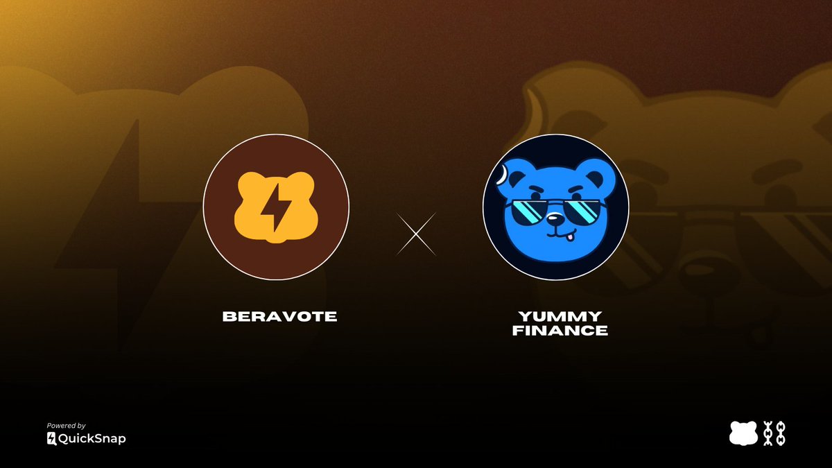BeraVote 🐻⛓️ | Formerly QuickSnap (@beravote) on Twitter photo BeraVote is bringing governance to <a href="/Yummy_Fi/">Yummy.Fi</a>
Yummy Finance is an all-in-one DEX on <a href="/berachain/">Berachain Foundation 🐻⛓</a> and this partnership will allow $YUM holders to participate in key decision-making process through <a href="/BeraVote/">BeraVote 🐻⛓️ | Formerly QuickSnap</a>
Follow their space at beravote.com/space/yummy-fi… BeraVote is bringing governance to <a href="/Yummy_Fi/">Yummy.Fi</a>
Yummy Finance is an all-in-one DEX on <a href="/berachain/">Berachain Foundation 🐻⛓</a> and this partnership will allow $YUM holders to participate in key decision-making process through <a href="/BeraVote/">BeraVote 🐻⛓️ | Formerly QuickSnap</a>
Follow their space at beravote.com/space/yummy-fi…