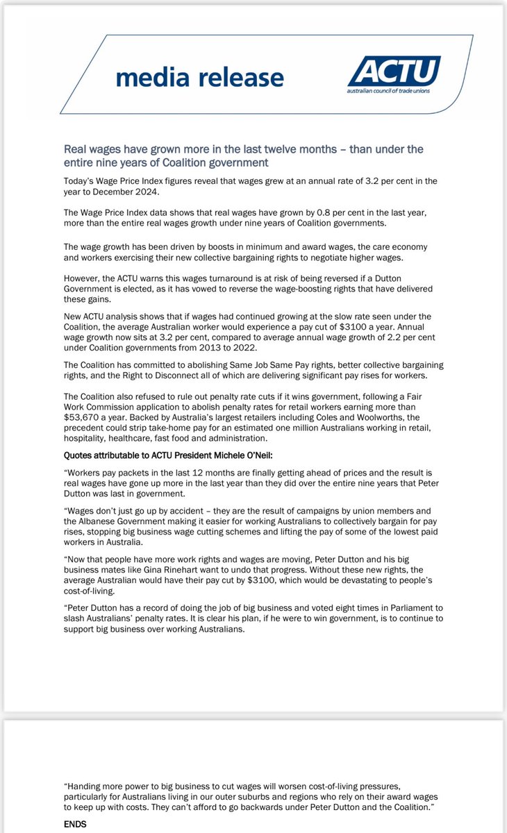 Media release: Real wages grow more in the last 12 months than under nine years of the Coalition government