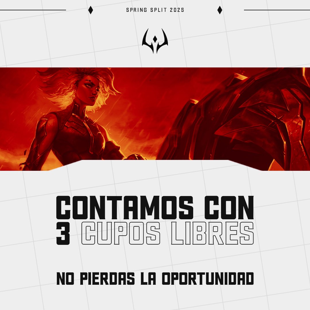 🚨 ATENCIÓN 🚨
¡Última llamada! 📢
Solo quedan 3 lugares para formar parte de la Genesis League. 🔥🏆
¡Aprovecha esta oportunidad única y asegura tu lugar para llevarte el titulo de "THE GOAT"! 🐐

#eSports #LeagueOfLegends #torneo