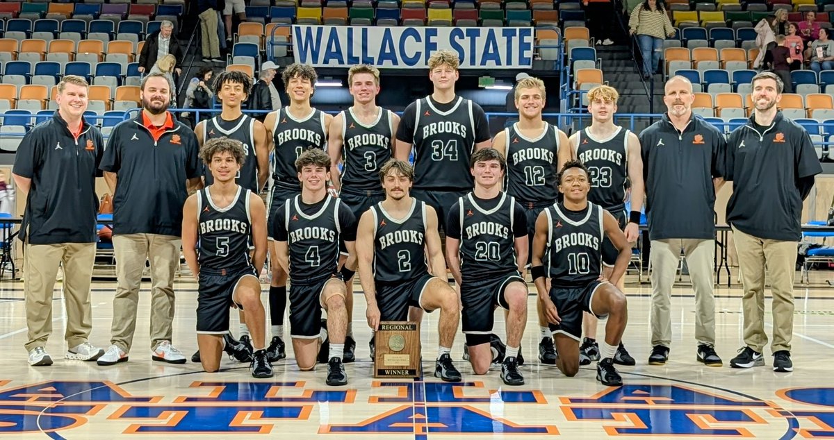 REGIONAL CHAMPS - Brooks wins the 4A Boys Northwest Regional Basketball Championship and advances to the Final Four with a 60-43 win over West Morgan -- Tues, Feb. 18, at Wallace State. Brooks will play Jackson next Tues (Feb. 25), 4:30 PM, in the state semifinals in Birmingham.