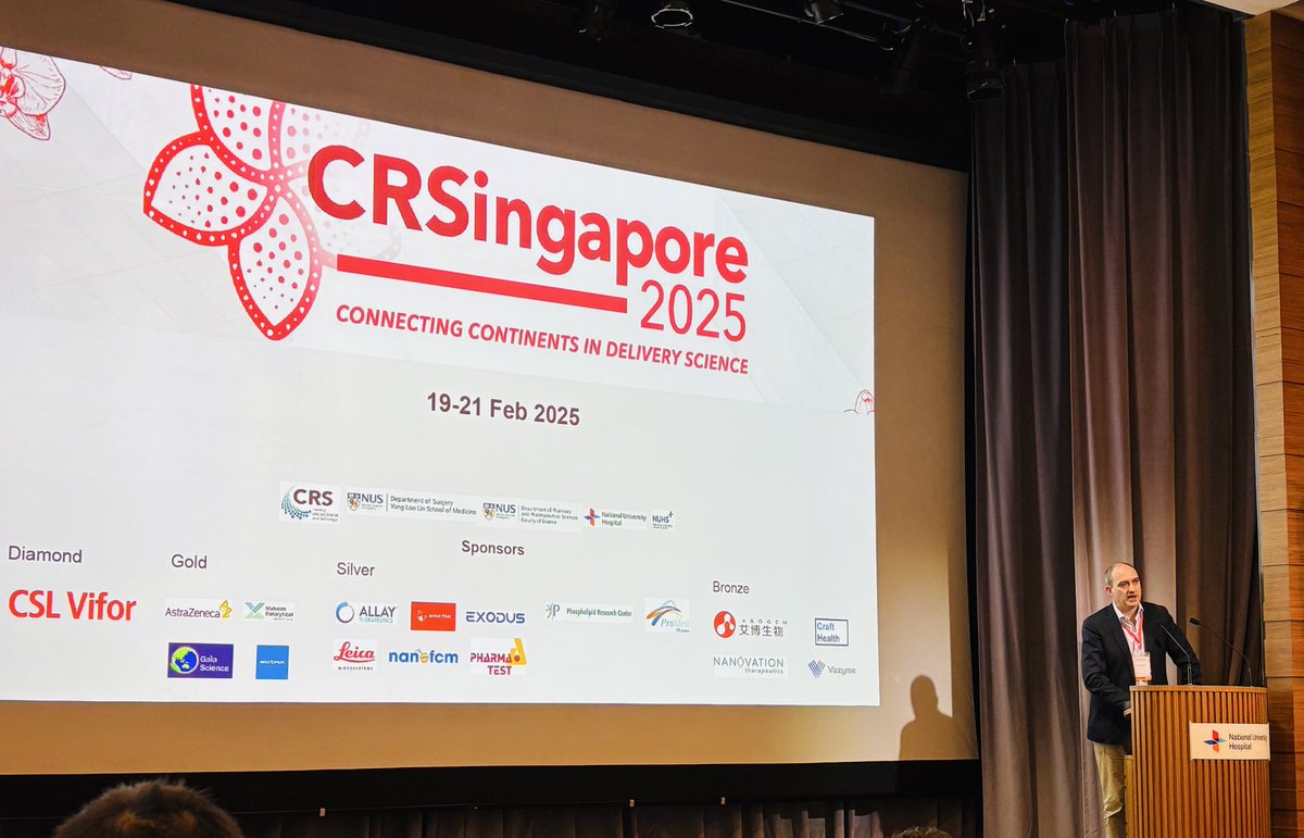 Nikhar Vishwakarma (@nikhar01) on Twitter photo A great start to CRSingapore 2025 after the welcoming remarks of Prof. <a href="/twan_lammers/">Twan Lammers</a> , Prof. <a href="/brunocsarmento/">Bruno Sarmento</a> and other Professors from NUS. Looking forward to attend outstanding sessions by amazing line-up of speakers at this meeting
<a href="/CRSScience/">Controlled Release Society</a> <a href="/CRS_YSC/">Young Scientist Committee YSC-CRS</a> A great start to CRSingapore 2025 after the welcoming remarks of Prof. <a href="/twan_lammers/">Twan Lammers</a> , Prof. <a href="/brunocsarmento/">Bruno Sarmento</a> and other Professors from NUS. Looking forward to attend outstanding sessions by amazing line-up of speakers at this meeting
<a href="/CRSScience/">Controlled Release Society</a> <a href="/CRS_YSC/">Young Scientist Committee YSC-CRS</a>