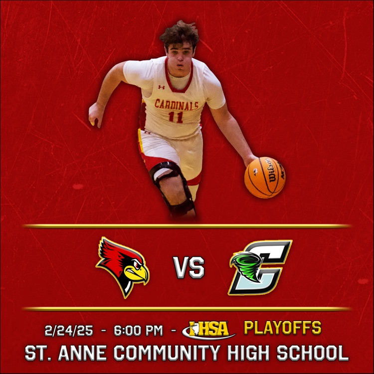 Cardinals boys basketball opens up regional play with a quarterfinal matchup versus Bloomington Cornerstone Christian.

It will be home at 6:00 PM next Monday.

Fans, it’s the final home game of the year, support our boys as they look to move on in the playoffs!

#CardinalCulture