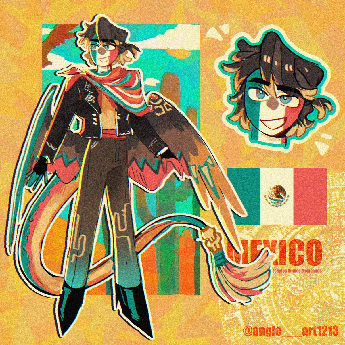 angie_art1213's tweet photo. México 🇲🇽
#CountryHumans 
(這篇再沒觸及我就會考慮離開這邊了，因為最近發現貼文的觸及實在是低到不能看 https://t.co/GkDpw8oQbH