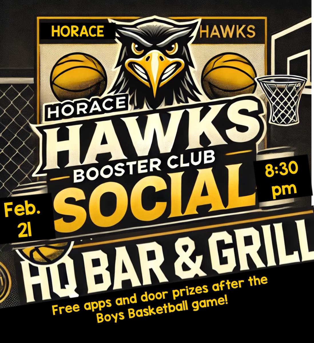Horace Hawks Booster Club (@hawks_boosters) on Twitter photo Friday Night Social after the <a href="/HoraceHoops/">Horace Hawks Boys' Basketball</a> boys game ! Free apps and social! <a href="/HoraceHawksAD/">Horace Hawks Activities</a> Friday Night Social after the <a href="/HoraceHoops/">Horace Hawks Boys' Basketball</a> boys game ! Free apps and social! <a href="/HoraceHawksAD/">Horace Hawks Activities</a>