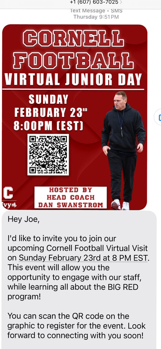 Thank you Cornell for the Junior day invite