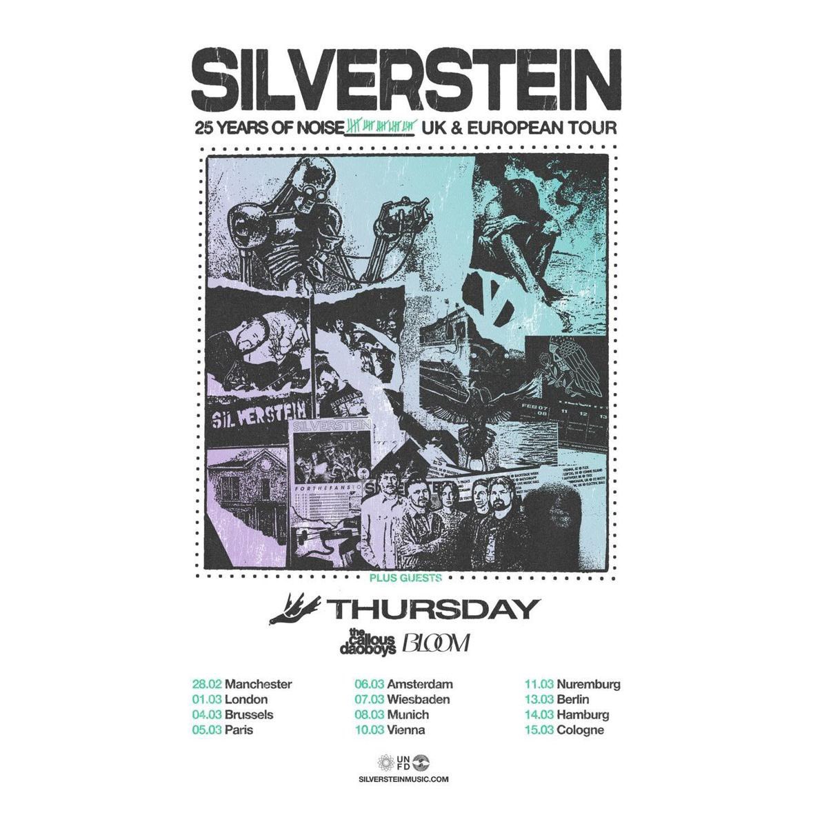 NEXT UP: UK &amp; Europe
🎸 25 Years of Noise 🎸

with: <a href="/thursdayband/">thursdayband</a> <a href="/callousdaoboys/">The Callous Daoboys</a> <a href="/Bloomsyd/">Bloom</a> 

🎟️ silversteinmusic.com/pages/tour

See you soon: 🇬🇧🇧🇪🇫🇷🇳🇱🇩🇪🇦🇹