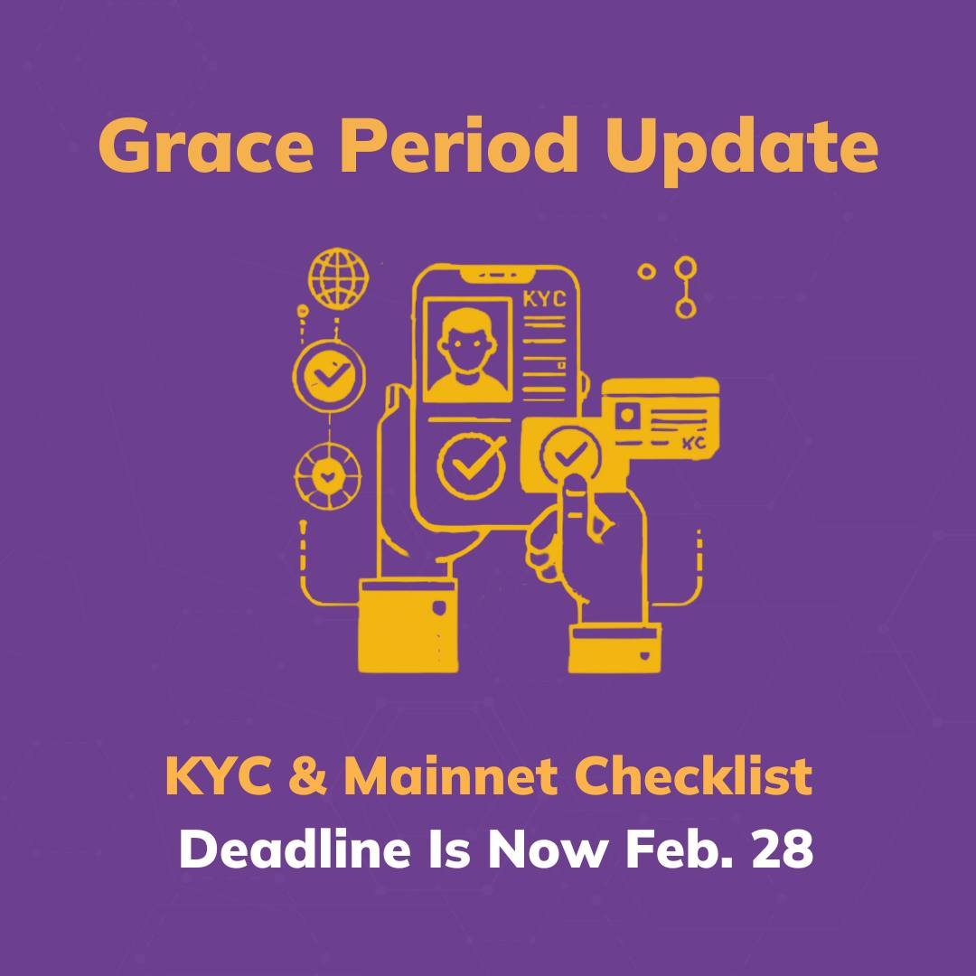 💜 Reminder: The Grace Period requires both #KYC and Mainnet migration to be completed by Feb. 28, 2025, to avoid forfeiting most of your Pi other than Pi mined within the rolling window of the last 6 months before your Pi is migrated.

📢Telegram: t.me/teamfcr
===