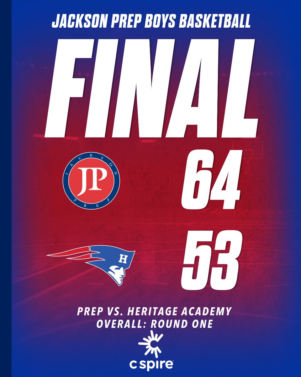 🔴 Prep: 64 (25-6)
⚪️ Heritage: 53

🔥 Survive and Advance! The Patriots win in the First Round of the Overall Tournament! 

📅 Next Game: Monday vs Hillcrest 

#PrepFamily