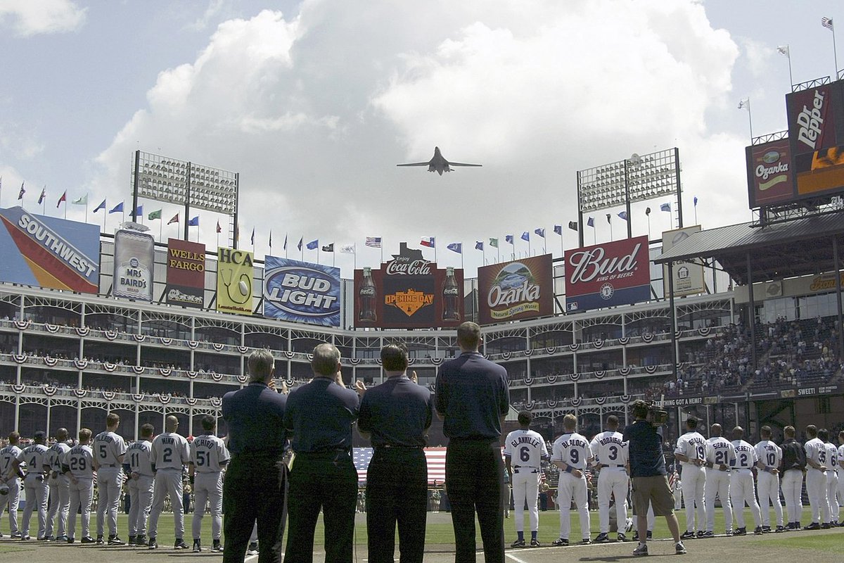 The Rangers home opener on April 4, 2003.  #StraightUpTx