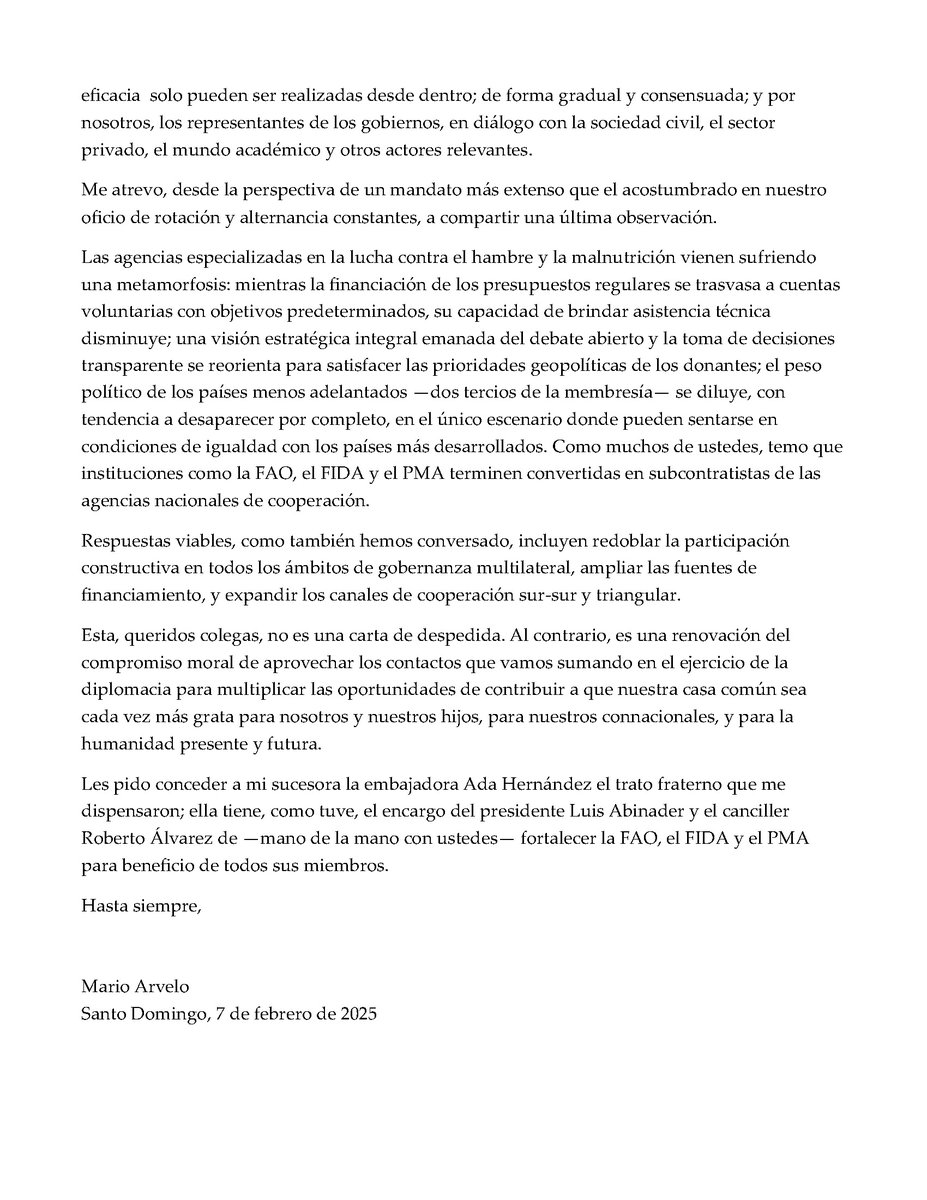 Mi última carta a los embajadores ante las agencias de Naciones Unidas en Roma <a href="/FAOenEspanol/">FAO en español</a> <a href="/IFAD/">International Fund for Agricultural Development</a> <a href="/WFP_es/">WFP Español</a>