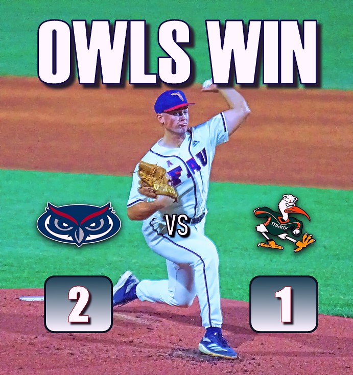 FAU Owls Nest (@fau_owls_nest) on Twitter photo GRITTY WIN‼️ #FAU (4-0) DEFEATS #ACC #Miami in the 2025 Series Opener at <a href="/FAUBaseball/">Florida Atlantic Baseball</a> Stadium ☑️ Martinez, Leroux 2-3. SP Kilby 4IP, 1H, 1R, 4K. NEXT vs #UConn FRI @ 6:30 PM. #GoOwls 🌴⚾ GRITTY WIN‼️ #FAU (4-0) DEFEATS #ACC #Miami in the 2025 Series Opener at <a href="/FAUBaseball/">Florida Atlantic Baseball</a> Stadium ☑️ Martinez, Leroux 2-3. SP Kilby 4IP, 1H, 1R, 4K. NEXT vs #UConn FRI @ 6:30 PM. #GoOwls 🌴⚾