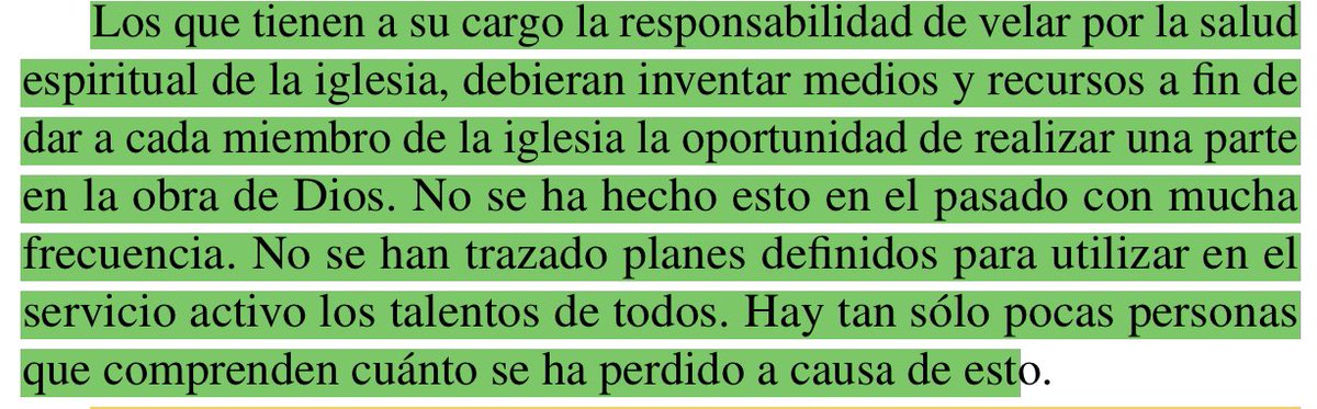 Líderes de iglesia deben inventar medios y recursos para que cada miembro de iglesia participe con sus dones en la obra de Dios-T 9:112