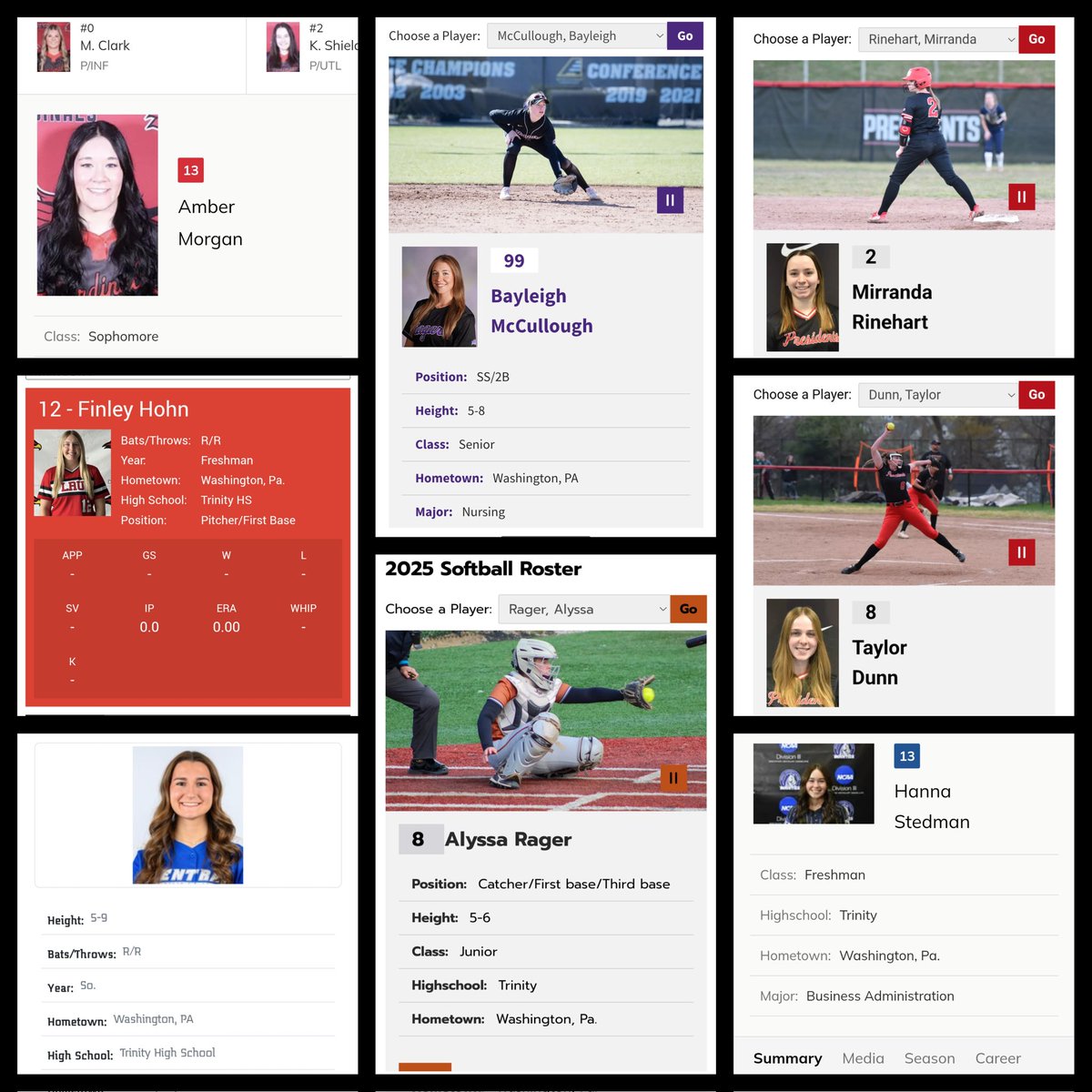 So proud of of alumnae!
Good luck ladies!
<a href="/bayleighm09/">Bayleigh McCullough</a> -<a href="/NiagaraSB/">Niagara Softball</a> 
<a href="/alyssa_rager8/">Alyssa Rager</a> - <a href="/WUJacketsSB/">Waynesburg University Softball</a> 
<a href="/amber_morgan34/">Amber Morgan</a> - <a href="/WheelingU_SB/">Wheeling University Softball</a>
<a href="/kristinabozek14/">Kristina Bozek</a> - <a href="/CCSUsoftball/">CCSU Softball</a>
<a href="/Mirranda04/">Mirranda Rinehart</a> - <a href="/washjeffSB/">W&J Softball</a> 
<a href="/taylordunn07/">Taylor Dunn</a> - <a href="/washjeffSB/">W&J Softball</a> 
<a href="/FinleyHohn/">finley_hohn</a> - <a href="/LaRocheRedhawks/">La Roche Redhawks</a> 
<a href="/hannastedman/">hannastedman</a> <a href="/MACSOFTBALL0/">Mount Aloysius College Softball</a>