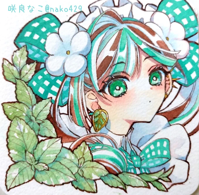 うちの子、ミントショコラちゃん! ストロベリーショコラちゃんと双子のメイドさんです #チョコミントの日