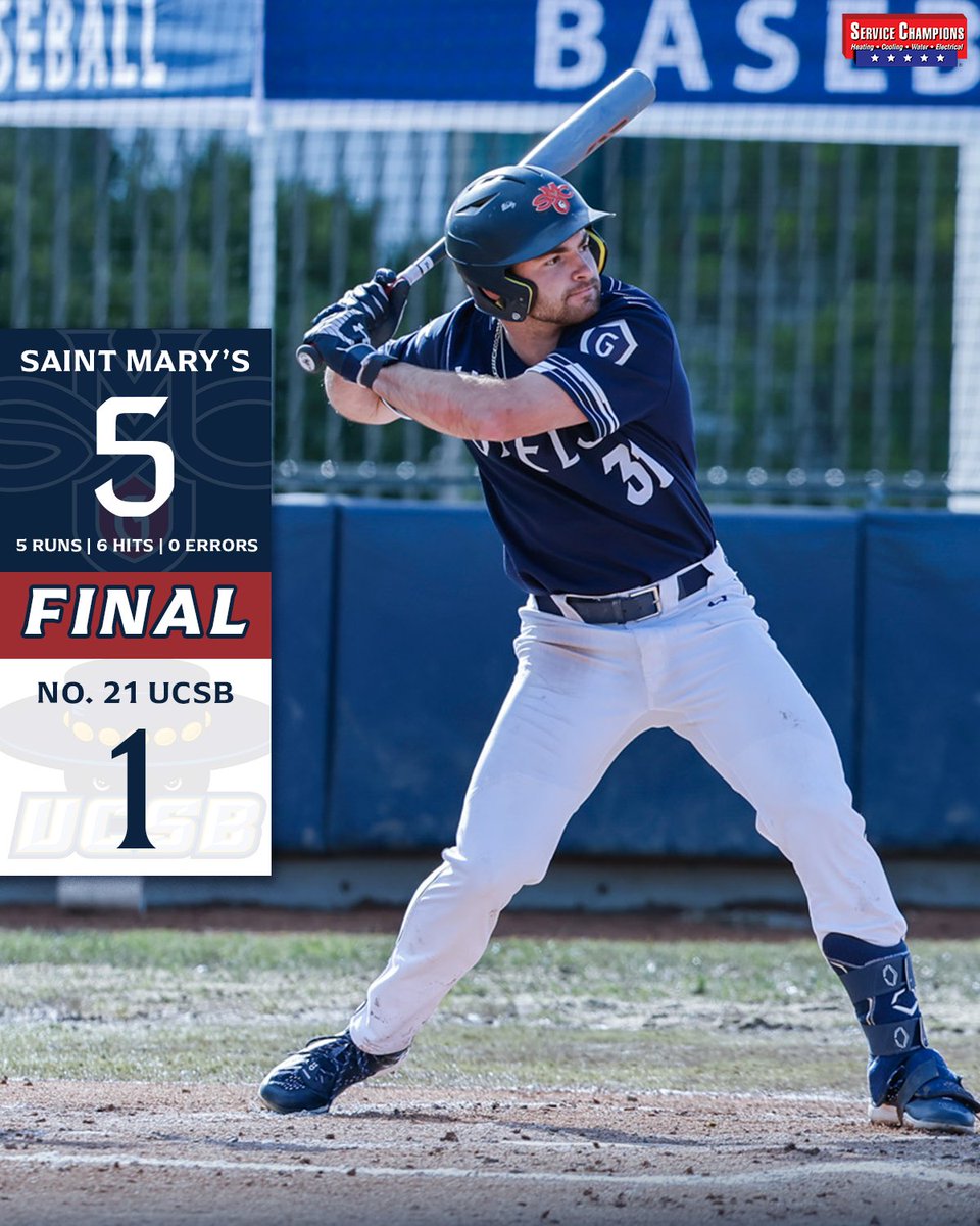 Saint Mary's Baseball (@smc_baseball) on Twitter photo Down go the Gauchos!! 😤🔥🔥
Saint Mary's defeats their first ranked opponent of the 2025 season with a 5-1 win over no. 21 UC Santa Barbara! 👏👏⚾️
#GaelsRise <a href="/NCAABaseball/">NCAA Baseball</a> <a href="/WCCsports/">West Coast Conference</a> Down go the Gauchos!! 😤🔥🔥
Saint Mary's defeats their first ranked opponent of the 2025 season with a 5-1 win over no. 21 UC Santa Barbara! 👏👏⚾️
#GaelsRise <a href="/NCAABaseball/">NCAA Baseball</a> <a href="/WCCsports/">West Coast Conference</a>
