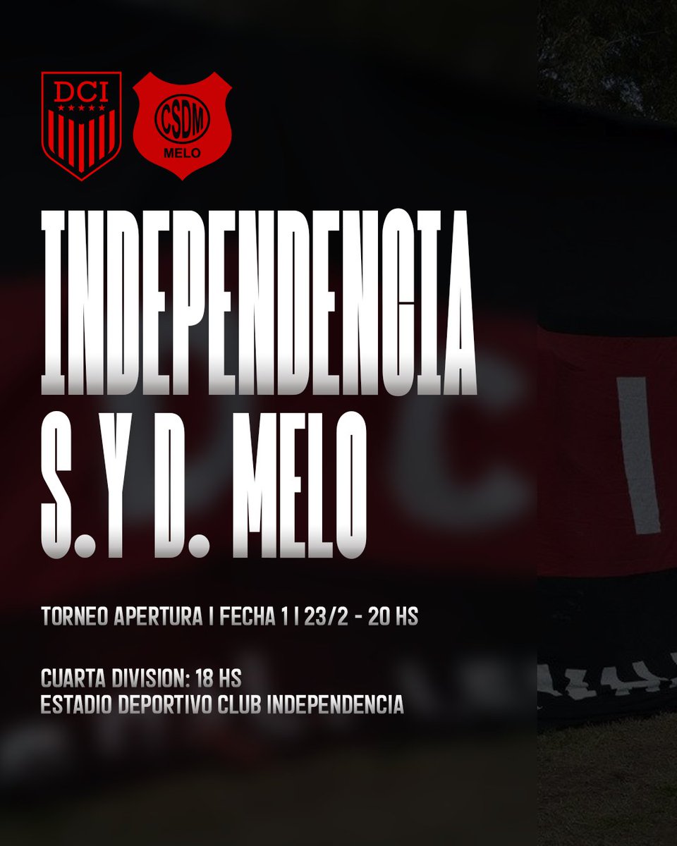 🔜 Próximo partido:

🆚 S. y D. Melo
🏟️ D.C. Independencia
🗓️ Domingo 23/2
🕐 20 hs 

#DaleRojo ❤️🖤❤️