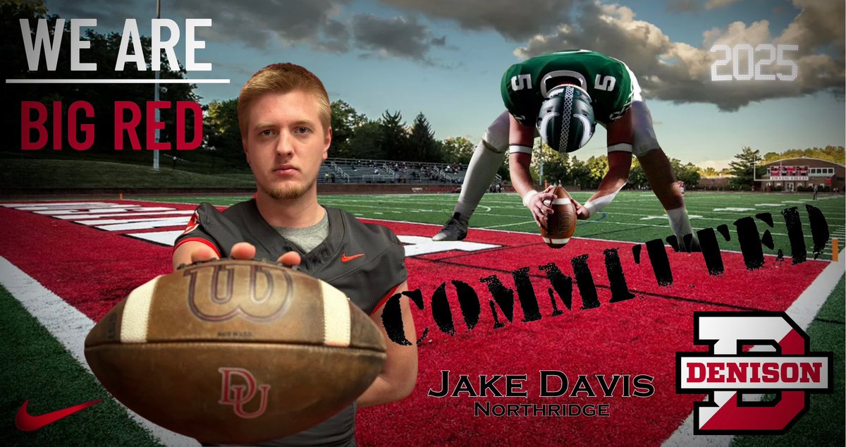 Jacob Davis (@jdvikes72) on Twitter photo I’m Blessed and Excited to announce my commitment to <a href="/DUFootball/">Denison Football</a>!!!. <a href="/coachhatem/">Jack Hatem</a> <a href="/CoachKJarrett/">Kaleb Jarrett</a> <a href="/CoachJQuack/">Coach Jed Quackenbush</a> <a href="/8Egan/">Coach Egan</a> <a href="/TheChrisRubio/">Rubio Long Snapping®</a> <a href="/Northridge_FB/">Northridge Football</a> I’m Blessed and Excited to announce my commitment to <a href="/DUFootball/">Denison Football</a>!!!. <a href="/coachhatem/">Jack Hatem</a> <a href="/CoachKJarrett/">Kaleb Jarrett</a> <a href="/CoachJQuack/">Coach Jed Quackenbush</a> <a href="/8Egan/">Coach Egan</a> <a href="/TheChrisRubio/">Rubio Long Snapping®</a> <a href="/Northridge_FB/">Northridge Football</a>