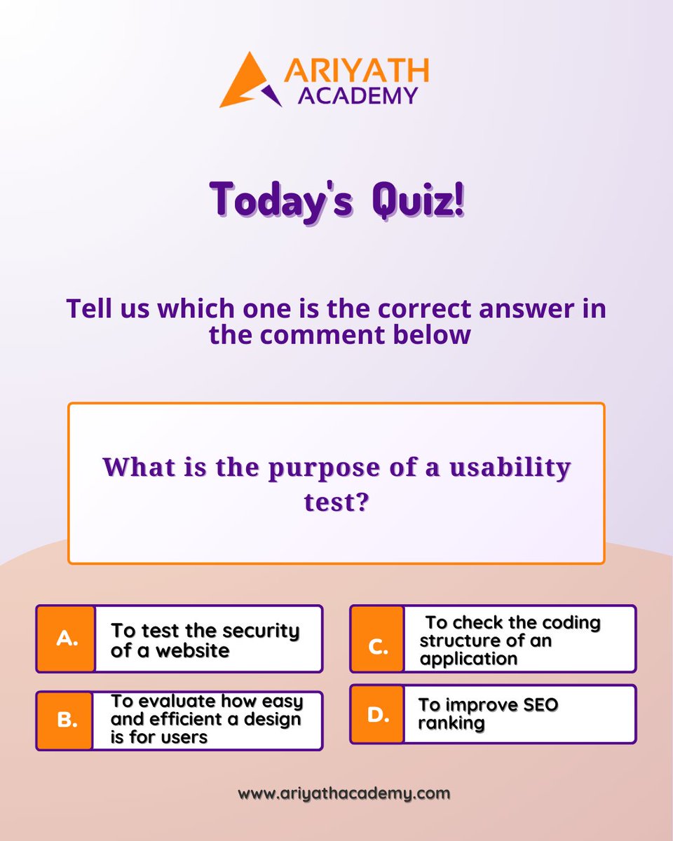 ariyath_academy's tweet image. ✅ Correct Answer: B) Balance
Balance ensures that web design elements are evenly distributed, creating a visually appealing and harmonious layout.
#UIUXDesign #WebDesignPrinciples #BalanceInDesign #GoodDesignMatters #UserExperience #DesignThinking