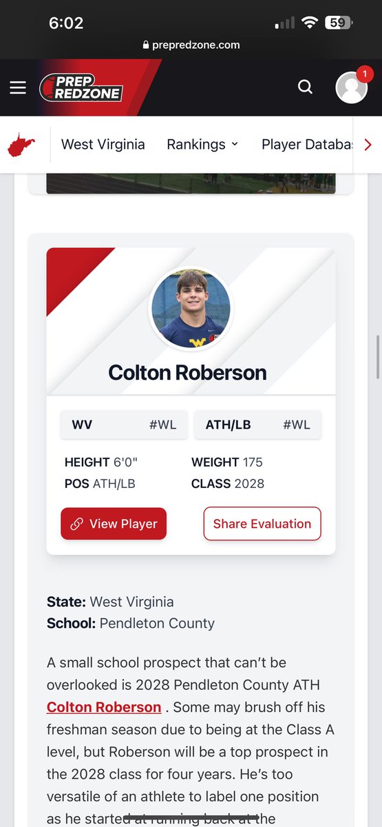 Colton Roberson (@coltonroberson4) on Twitter photo Thank you <a href="/PrepRedzoneWV/">Prep Redzone West Virginia</a> For the write up! And getting notice for one of the top ATH in the state! Time to get that work in 7v7
#WorkHard
<a href="/coach_kellar/">Mike Kellar</a>
<a href="/CoachRSmith1/">Rod Smith</a>
<a href="/CoachBarker_99/">Luke Barker</a>
<a href="/CoachTonyGibson/">Tony Gibson</a>
<a href="/Coach_D13/">Devon Doyle</a>
<a href="/CoachEverhart/">Travis Everhart</a>
<a href="/CoachRod_McD/">Rod McDowell</a>
<a href="/CoachTWalker/">Tyler Walker</a>
<a href="/carljfred/">Carl Frederick</a> Thank you <a href="/PrepRedzoneWV/">Prep Redzone West Virginia</a> For the write up! And getting notice for one of the top ATH in the state! Time to get that work in 7v7
#WorkHard
<a href="/coach_kellar/">Mike Kellar</a>
<a href="/CoachRSmith1/">Rod Smith</a>
<a href="/CoachBarker_99/">Luke Barker</a>
<a href="/CoachTonyGibson/">Tony Gibson</a>
<a href="/Coach_D13/">Devon Doyle</a>
<a href="/CoachEverhart/">Travis Everhart</a>
<a href="/CoachRod_McD/">Rod McDowell</a>
<a href="/CoachTWalker/">Tyler Walker</a>
<a href="/carljfred/">Carl Frederick</a>