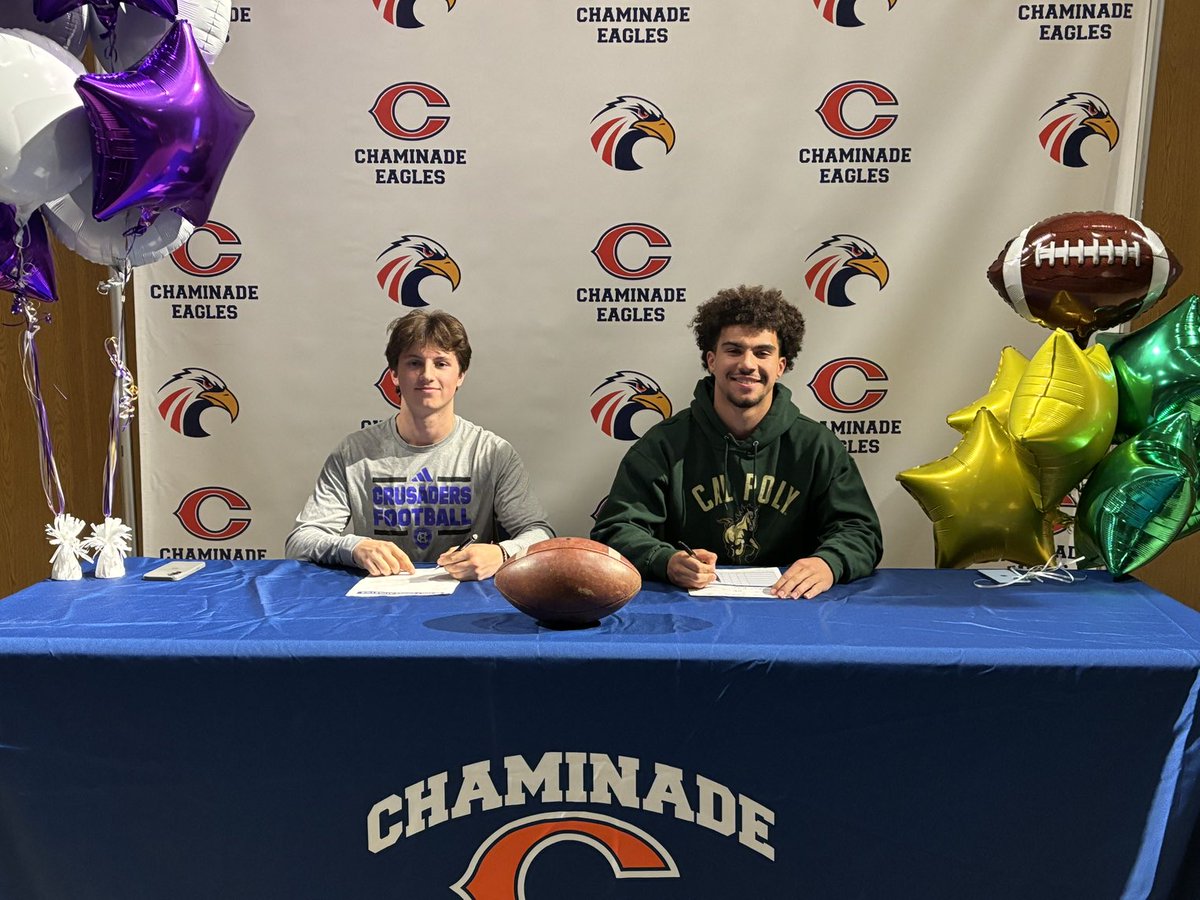 Alessandro Garrett (Holy Cross) and Logan Carpenter (Cal Poly Slo) sign for football! Congrats!
