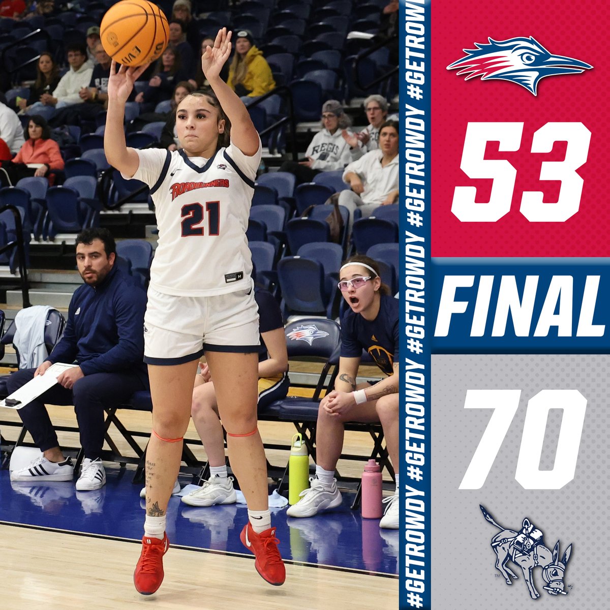 ⏱️FINAL | Colo. Mines 70, #MSUDenver 53

🏀 Nevaeh Millard: 17 pts, 4 rebs, 1 ast, 2 stl
🏀 Brooklynn Jones: 8 pts, 6 rebs, 2 ast
🏀 Mariana Silva Pereira: 8 pts, 4 rebs, 5 ast, 2 stl
🏀 Ashlyn Yow: 8 pts, 2 rebs, 1 ast, 1 blk

#GetRowdy🔴🔵