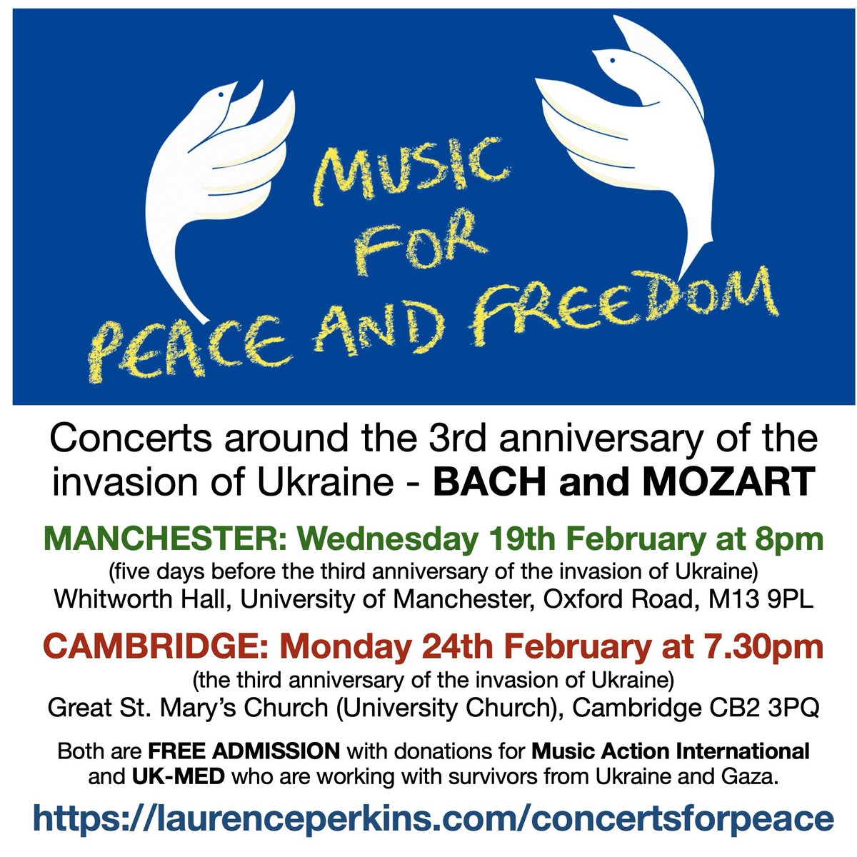 Laurence Perkins (@perkins_mail) on Twitter photo TODAY at 8pm in the Whitworth Hall <a href="/ManchesterUniv/">Manchester University</a> - MOZART and BACH <a href="/UKMed/">UK-Med</a> and <a href="/MusicActionInt/">Music Action International 🧡</a> supporting #Ukrainians and #Gaza FREE ADMISSION
PLEASE SHARE
<a href="/MENnewsdesk/">Manchester News MEN</a>
<a href="/mcrwire/">Manchester Wire</a>
<a href="/ILoveMCR/">I Love Manchester</a>
<a href="/mcrconfidential/">Manchester Confidential</a>
<a href="/AboutMcr/">About Manchester</a>
<a href="/BBCRadioManc/">BBC Manchester</a>
<a href="/CityLifeManc/">CityLife Manchester</a>
<a href="/ManCityCouncil/">Manchester City Council</a>
<a href="/visit_mcr/">Visit Manchester</a> TODAY at 8pm in the Whitworth Hall <a href="/ManchesterUniv/">Manchester University</a> - MOZART and BACH <a href="/UKMed/">UK-Med</a> and <a href="/MusicActionInt/">Music Action International 🧡</a> supporting #Ukrainians and #Gaza FREE ADMISSION
PLEASE SHARE
<a href="/MENnewsdesk/">Manchester News MEN</a>
<a href="/mcrwire/">Manchester Wire</a>
<a href="/ILoveMCR/">I Love Manchester</a>
<a href="/mcrconfidential/">Manchester Confidential</a>
<a href="/AboutMcr/">About Manchester</a>
<a href="/BBCRadioManc/">BBC Manchester</a>
<a href="/CityLifeManc/">CityLife Manchester</a>
<a href="/ManCityCouncil/">Manchester City Council</a>
<a href="/visit_mcr/">Visit Manchester</a>