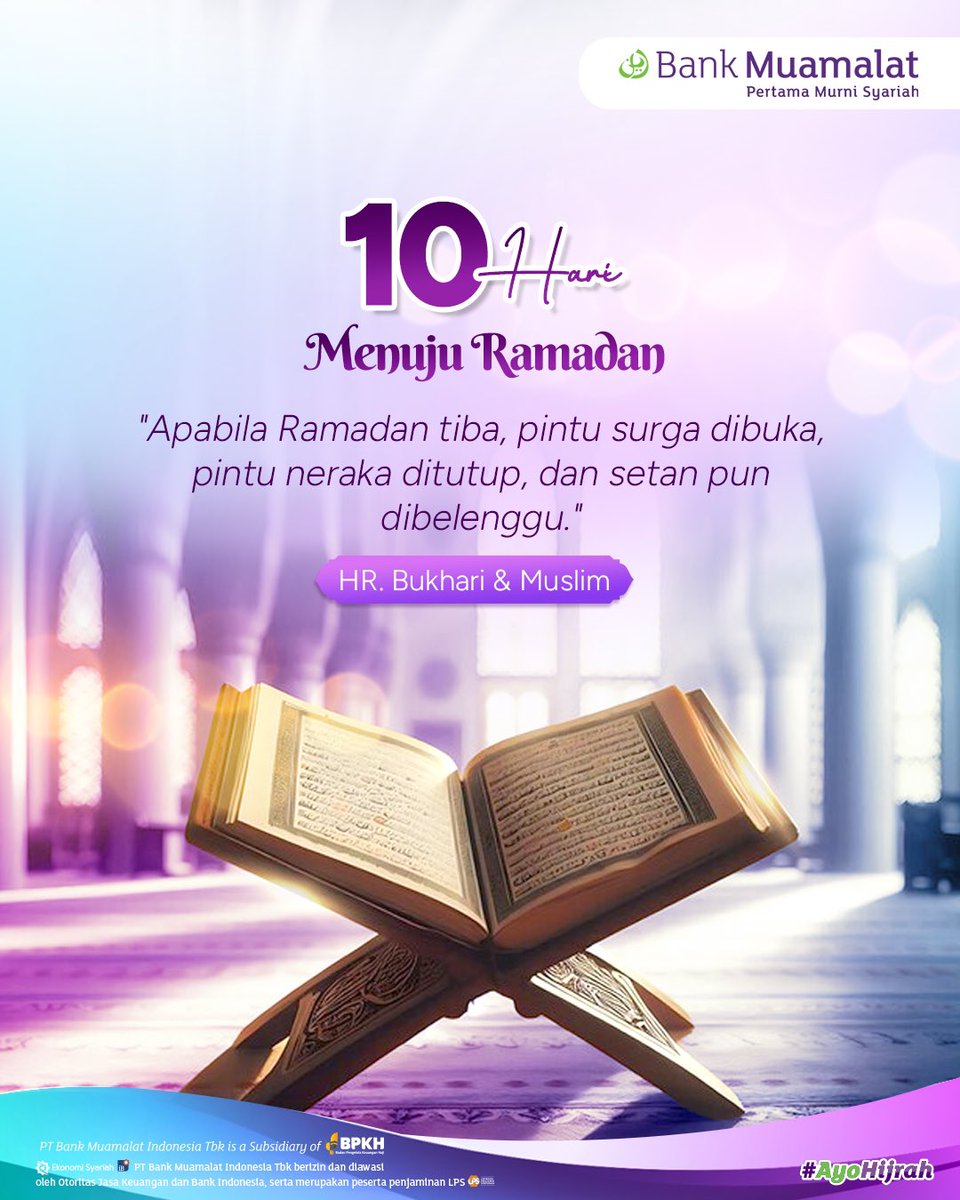 Assalamualaikum, BMers! Hanya tinggal 10 hari lagi menuju Ramadan~ 🌙 Mari  kita persiapkan diri untuk menyambut bulan yang penuh berkah ini ✨ Semoga  kita diberikan kekuatan untuk menjalani ibadah dengan penuh keikhlasan