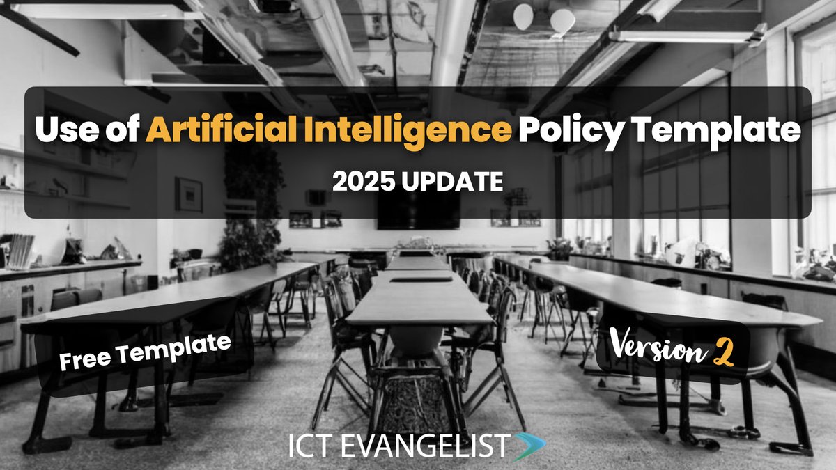 Free download: AI Policy Template for Schools (2025 Update) - download today! 

📥 ictevangelist.com/ai-policy-temp…

#AiInEdu #AiInEducation #EdTech #Ai #Policy