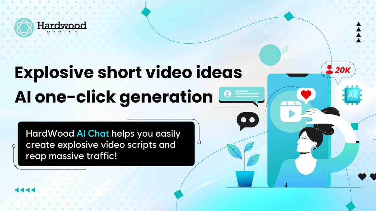 HardWoodMining's tweet photo. 💬HardWood AI Chat analyzes popular short video trends, combines your creative direction, and uses big data and algorithms to generate eye-catching video scripts.✍️
#Hardwood #Aichat #AI #AIvedio https://t.co/ct66GvAOvQ