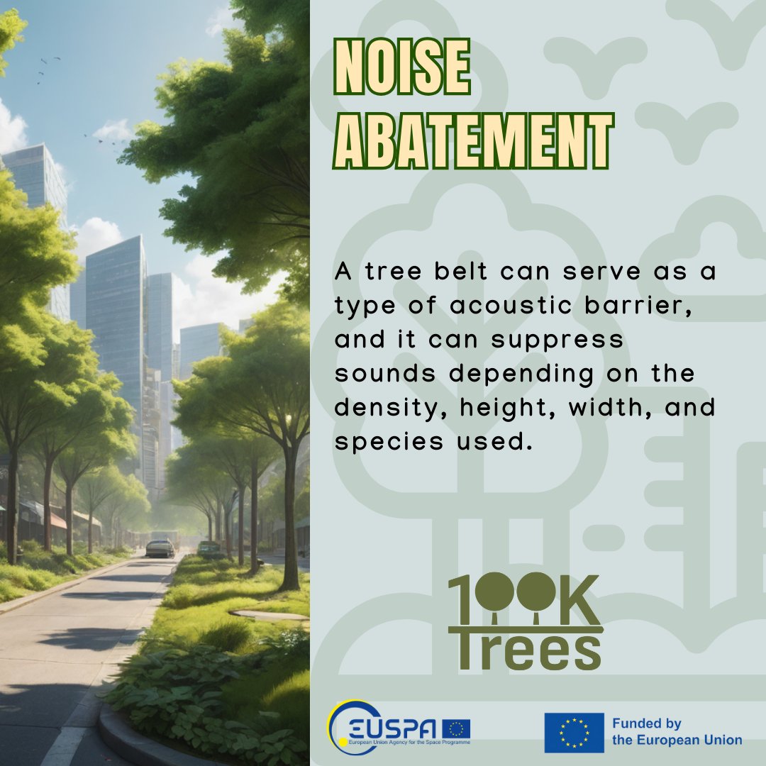 100KTREES (@100ktrees_eu) on Twitter photo #DYK that the #forest floor helps reduce #noise pollution? 🌳
Trunks scatter sound, while bark, leaves & moss absorb it. 🌿
Higher density & species mix improve noise reduction. A tree belt acts as a natural acoustic barrier! 🔊🚗
<a href="/EU4Space/">🇪🇺 EUSPA - EU Agency for the Space Programme</a>
#Greenery #DYK that the #forest floor helps reduce #noise pollution? 🌳
Trunks scatter sound, while bark, leaves & moss absorb it. 🌿
Higher density & species mix improve noise reduction. A tree belt acts as a natural acoustic barrier! 🔊🚗
<a href="/EU4Space/">🇪🇺 EUSPA - EU Agency for the Space Programme</a>
#Greenery