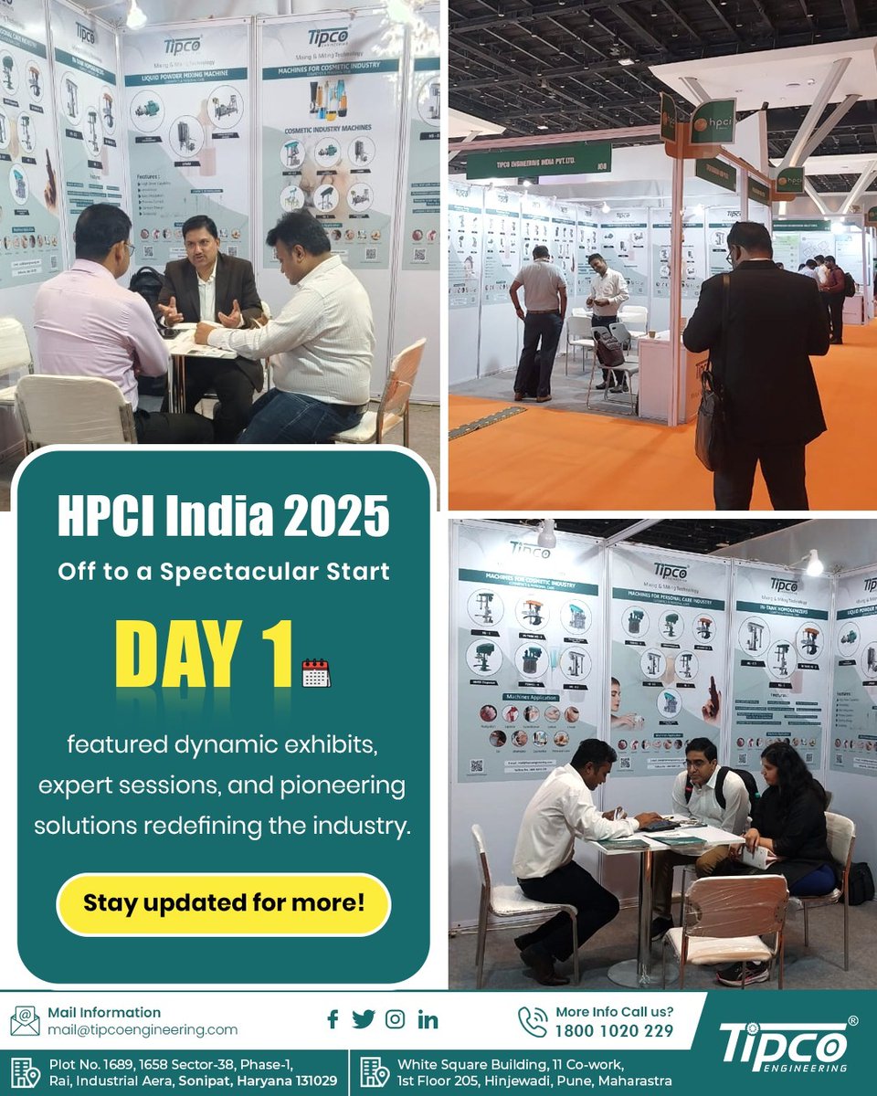 tipcoengineer's tweet image. Day 1 at HPCI India 2025 kicked off with an incredible response🎉 From dynamic exhibits to expert-led discussions, we are showcasing cutting-edge solutions for the home & personal care industry at Tipco's booth.
.
.
.
.
#HPCIIndia2025 #TipcoEngineering #Day1 #exhibition #mumbai
