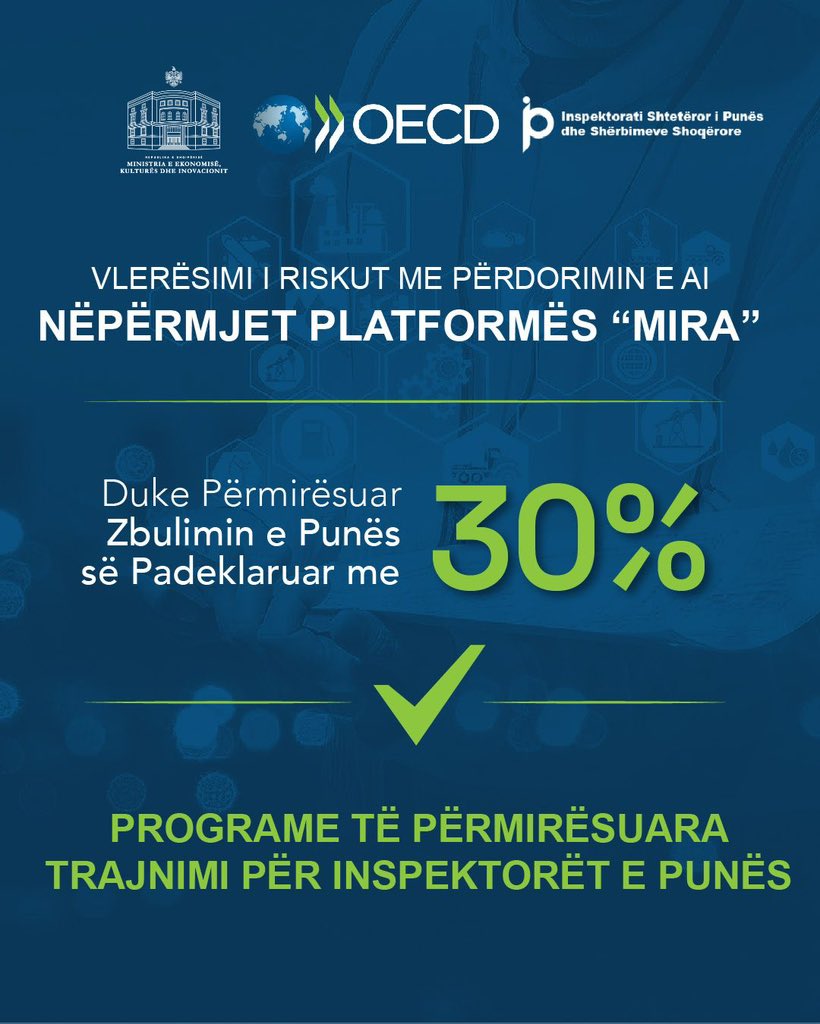 Raporti i OECD vlerëson pozitivisht Inspektoratin Shtetëror të Punës dhe Shërbimeve Shoqërore! 🇦🇱✅ 

Raporti i OECD: Western Balkans Competitiveness Outlook 2024 thekson progresin e Inspektoratit Shtetëror të Punës dhe Shërbimeve Shoqërore.

🟢Arritjet kryesore:
