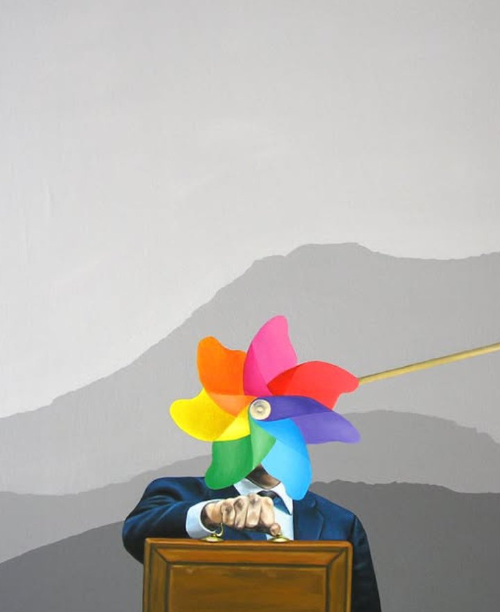 "The windmill". Oil on wood.