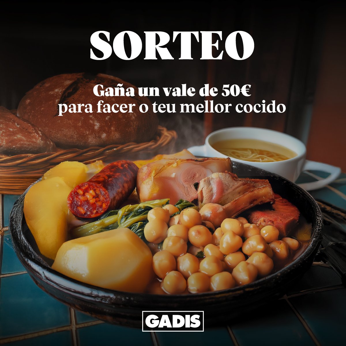 gadis's tweet photo. 🍲 #SORTEO 🍲 Gaña un VALE DE COMPRA de 50€ para mercar todo o que necesites para o teu cocido 😋. Como podes participar?

✅ Sigue a @gadis 🧡.

✅ Fai RT a esta publicación 🔄.

Participa ata o 25/02!

Bases: https://t.co/XqSMXxk7ol https://t.co/z4HwBRqoQj